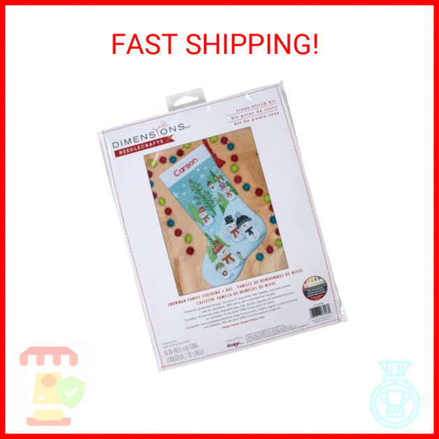 Dimensions 70-08996 Snowman Family DIY Personalizable Christmas Cross Stitch Sto
