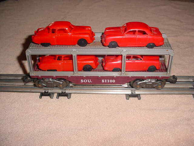 Marx 51100 Southern Auto Loader With 4-RED AUTO`S 0-027 Marx 51100 Southern Auto Loader With 4-RED AUTO`S 0-027
