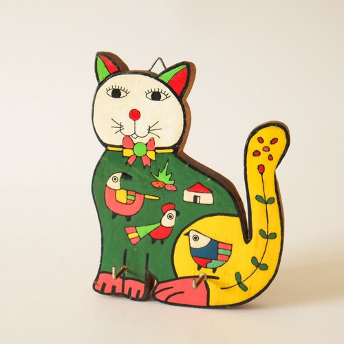 Wandhaken handbemalt Holz Katze Design - Aufhänger für Kinderzimmer Kinderzimmer