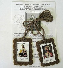 Pack 2 Brown Scapular Our Lady of Mount Carmel / Jesus Mercy Catholic Prayer