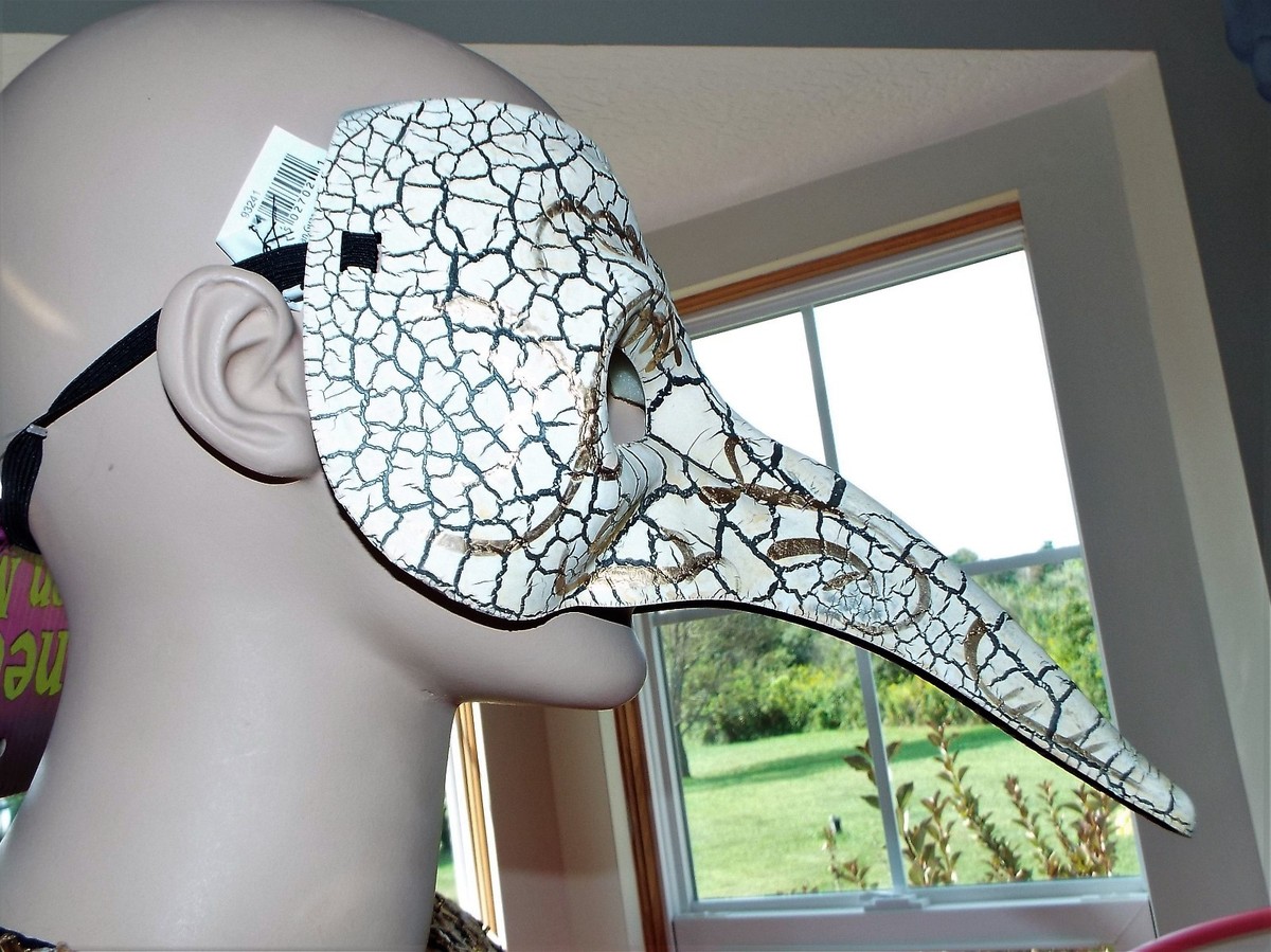 写真 Adult Venetian Masquerade Raven HALLOWEEN Bird Crackle Mask