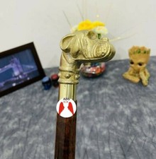 Walking Stick Vintage Designer Brass Bulldog Face Handle Victorian Wooden