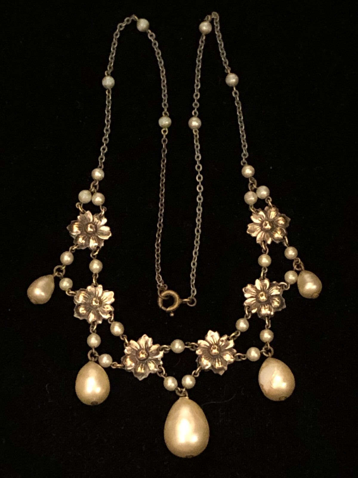 Vintage Art Deco French Louis Rousselet faux pearl glass drop flower