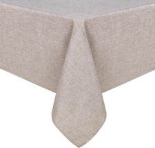 Faux Linen Square Tablecloth - Wrinkle and Stain Resistant Washable Table Cloth