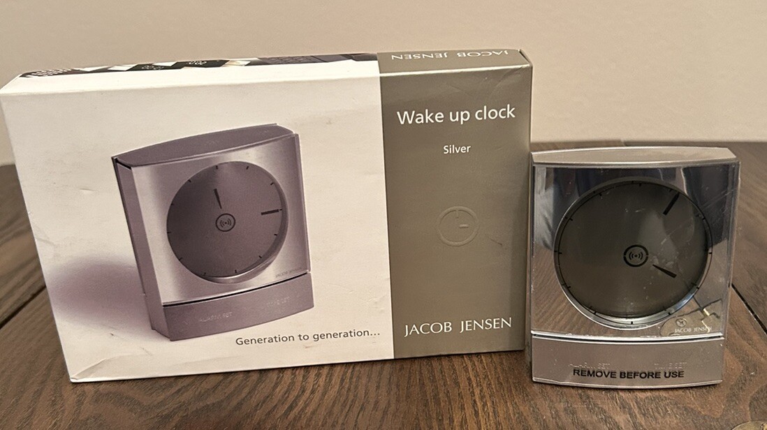 New Jacob Jensen Wake Up Clock Vintage Silver | eBay New Jacob Jensen Wake Up Clock Vintage Silver | eBay