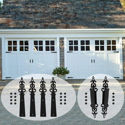 Steel Garage Door Hardware Kit Decorative Carriage House 4pc Hinges 2pc Handles - Picture 34 of 50