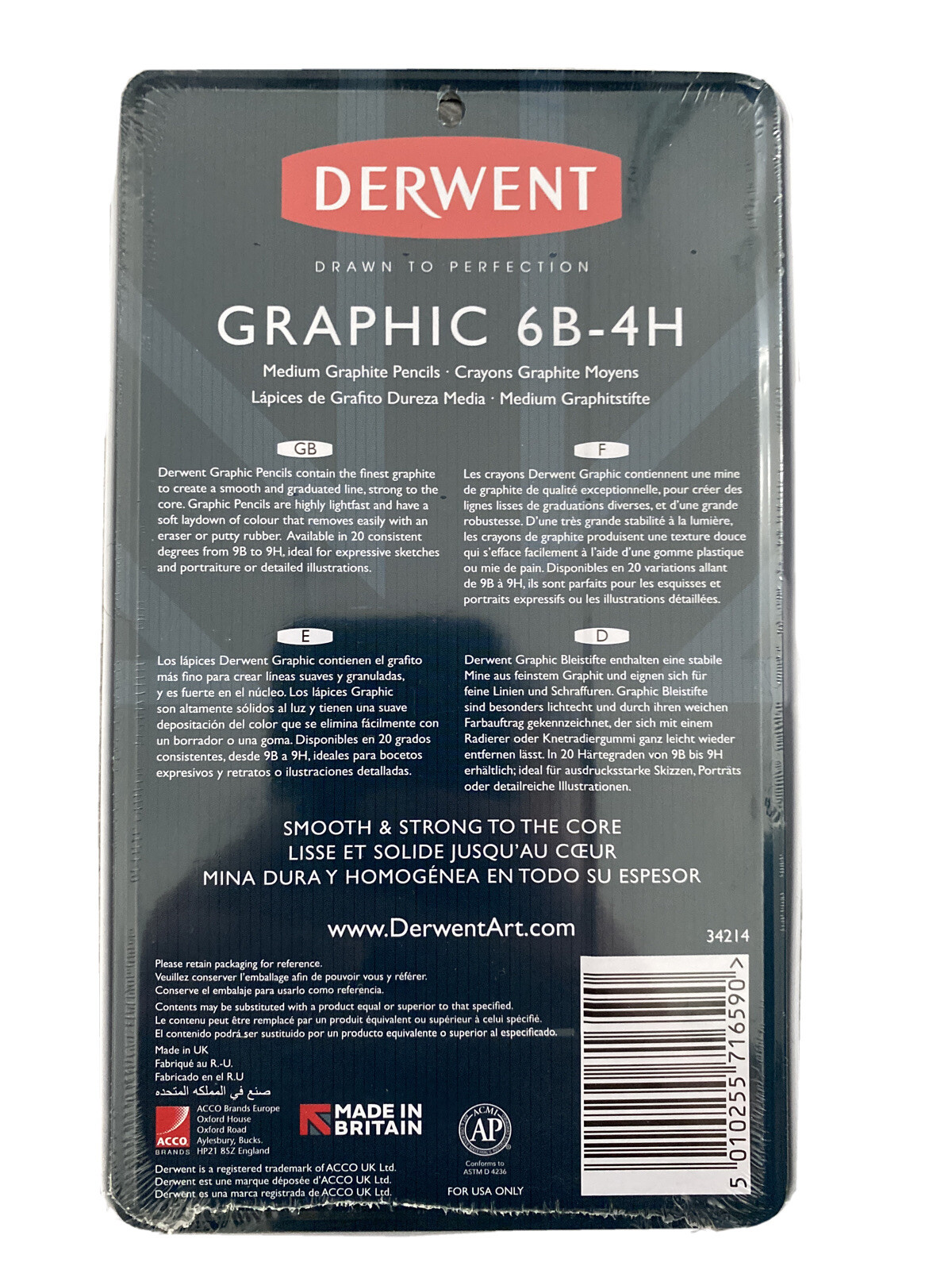 Derwent Graphic 6B-4H, 12-Graphite Pencils