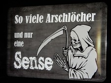 Blechschild  Spruch So viele Arschlöcher Sense  20 x  30