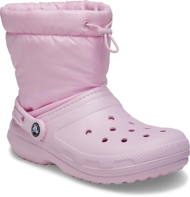 crocs Classic Lined Neo Puff Boot Women Ballerina Pink Croslite