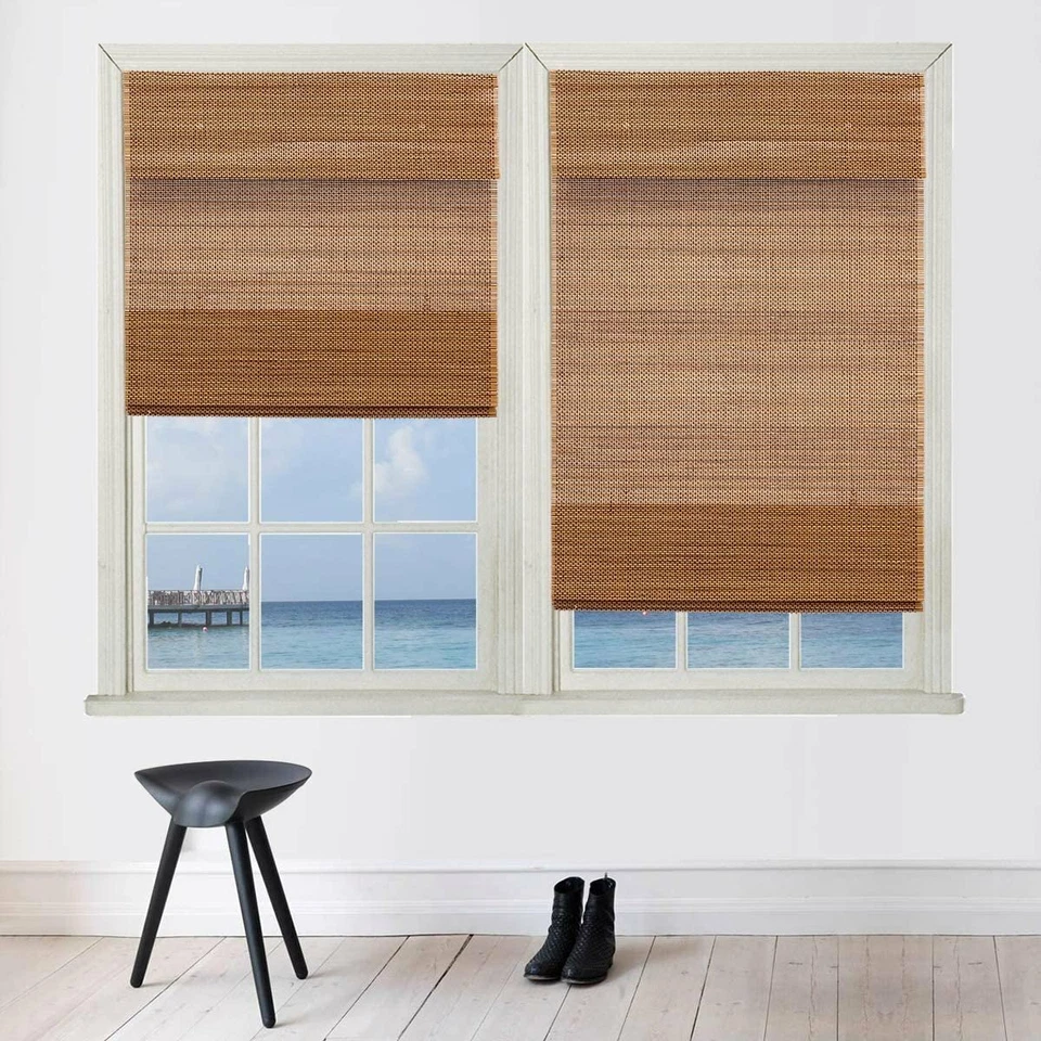 TJ GLOBAL Cordless Bamboo Roman Window Blind Sun Shade, Light Filtering... - Image 2 of 4