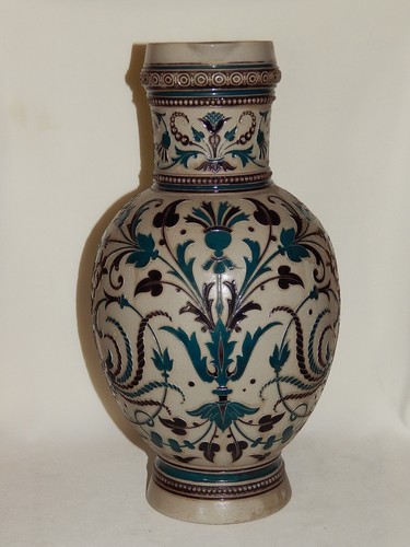 Jugendstil Weinkanne Merkelbach & Wick Grenzhausen Westerwald Floraldekor 34 cm - Bild 4 von 14