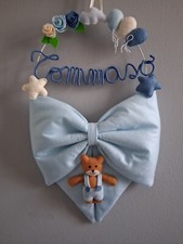 Fiocco nascita ghirlanda coccarda personalizzata con il nome del bimbo orsetto