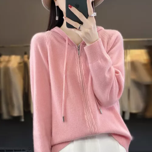 Cashmere Wool Women's Sweater Long Sleeve Hooded Cardigan For Winter Autumn - Picture 16 of 38