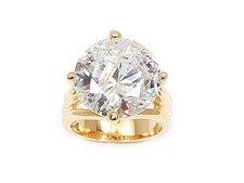 Bijoux Femme Bague T58 Gros Diamant Cz 15mm Multifacette Plaqué Laminé Or 18K