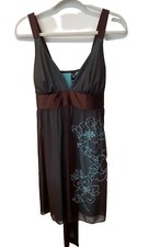 Windsor Vtg Y2K Babydoll Brown/turquoise Dress Beaded Whimsigoth Fairy Sz S