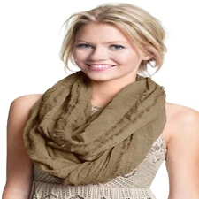 Beige Mobius Infinity Scarf Snood Cowl Circular Tube Eternity Shawl Pashmina NEW