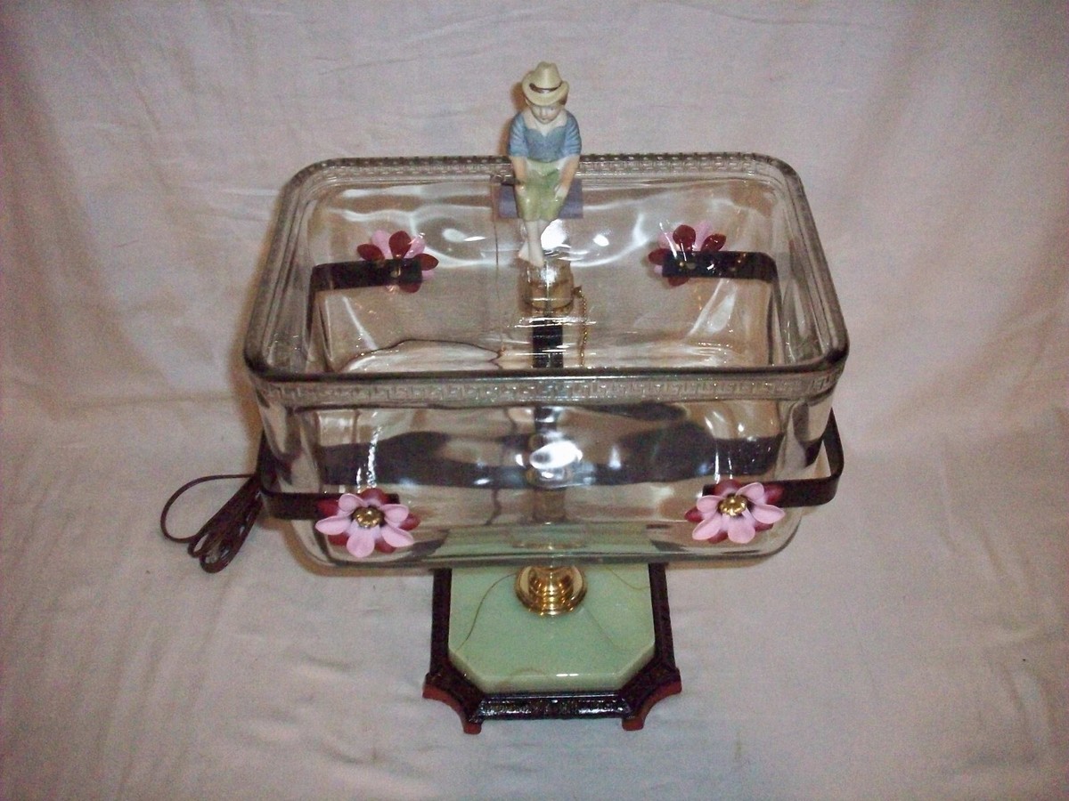 ANTIQUE VINTAGE FISH BOWL & HOLDER CAST IRON HOUZE GLASS ANTIQUE VINTAGE FISH BOWL & HOLDER CAST IRON HOUZE GLASS