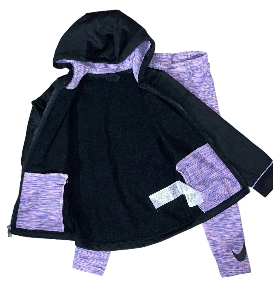 Conjunto Dri-FIT de 2 piezas Nike para niñas; chaqueta y leggings con cremallera completa - talla 6x Foto 4 de 4