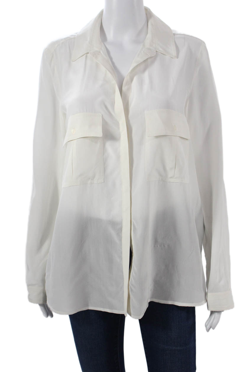 MNG Women Basic Collared Button Up Long Sleeve Wh… - image 1