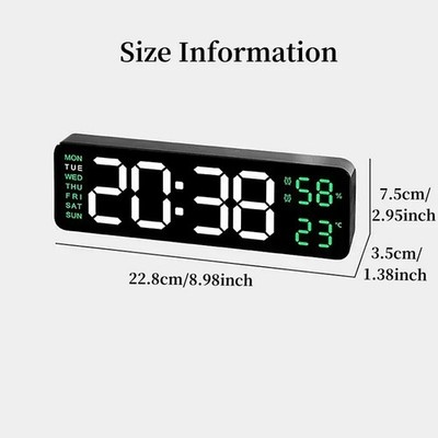 9 Zoll große digitale Wanduhr USB betrieben TEMP Luftfeuchtigkeit Woche automatischer Dimmer DST T