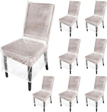 8 Pcs Plastic Dining Chair Covers Protectors Clear Protector Waterproof Seat