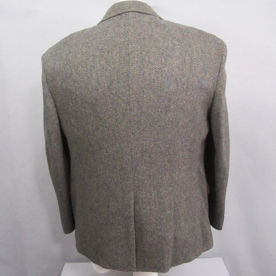 Abrigo deportivo Henry Grethel para hombre tweed 44S marrón moteado espiga lana nueva Foto 4 de 4