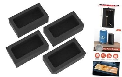  4 Pieces 1kg Graphite Ingot Molds for Casting Gold Silver Aluminum Copper 