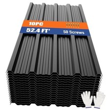 Metal Roofing Panels 10pcs 52.4 ft  Corrugated Galvanized 10pcs/L42.52" Black