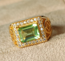 Green Amethyst Ring 925 Sterling Silver Stylish Mens Ring, Hand Made Ring