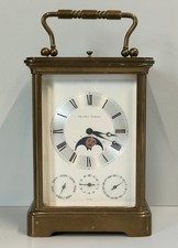 ANTIQUE 8 Day OFFICER Matthew Norman Moon Phase Alarm Clock Calendar