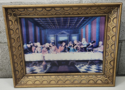Vintage The Last Supper 3D Picture Framed 19'' X 15'' Religious Home Decor 