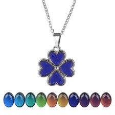 Temperature Sensing Color Changing 4 Leaf Clover Pendant Necklace with 19.29" St