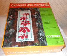 Vintage Contessa Christmas Wall Hangings Latch Hook Rug Kit 12" x 34" Sealed