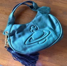 Vivienne Westwood Handbag Semi-Shoulder Bag Big Orb Leather Green w/Charm Tassel