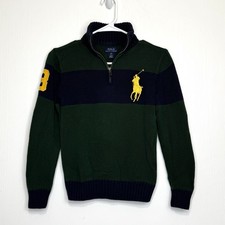 Polo Ralph Lauren 1/4 Zip Knit Sweater Rugby Big Pony Boys Medium 10-12 