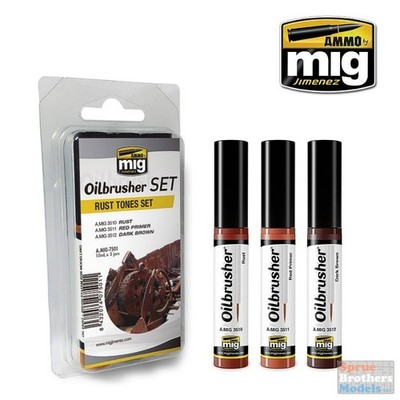 AMM7501 AMMO by Mig Oilbrusher Set - Rust Tones