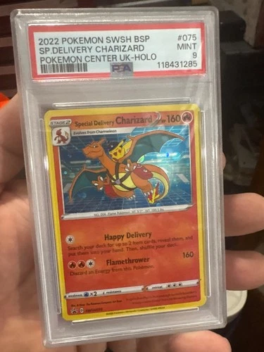 Pokemon Special Delivery Charizard P.M. Center UK Holo Promo SWSH075 PSA 9 Mint