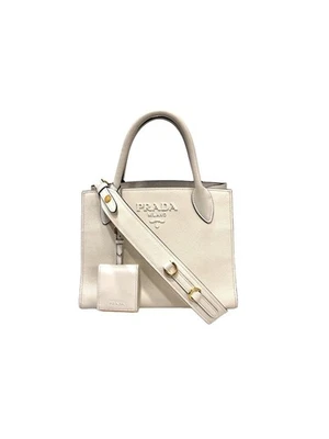 Prada Sac fourre-tout en Saffiano monochrome 1BA156 Blanc 66643796 [U] - Photo 1/4