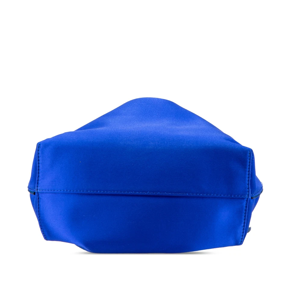 正品 LOEWE 小号弗拉门戈结蓝色缎面织物斜挎包 — 第 3/4 张图片