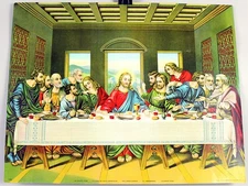 The Lord's Supper Chromolithograph Beautiful Color 16 x 20 RARE Original c1890s