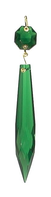 B&P Lamp® 3" Prism, U-Drop, Green Color, Brass Pin