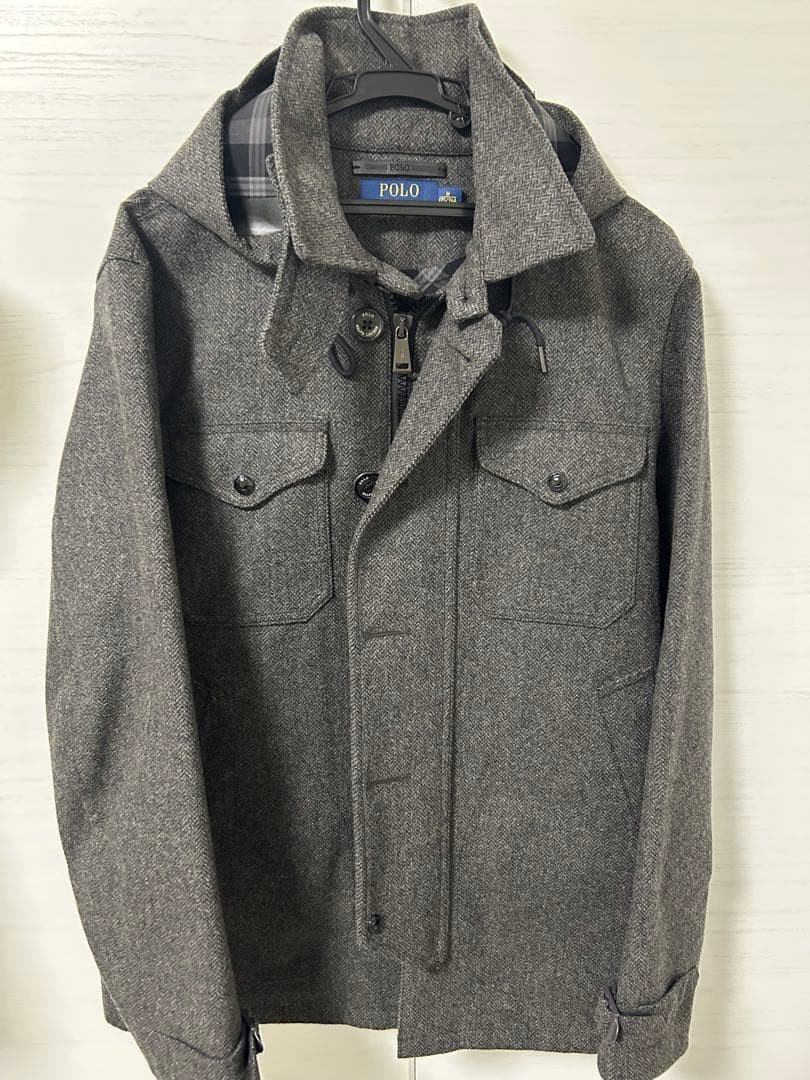 POLO RALPH LAUREN Wool Blend Gray Jacket M Check Lined Men's Outerwear