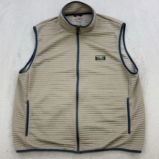 LL Bean Vest Mens XL Beige Airlight Slightly Fitted Sleeveless Full Zip Ribbed