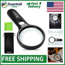 Lightweight 3X 45X Magnifying Glass with Cleaning Cloth - Perfect for Seniors