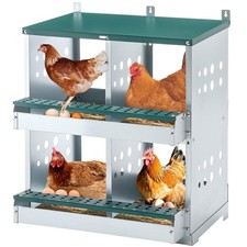 Chicken Nesting Box, 4 Compartment Metal Egg Laying Boxes