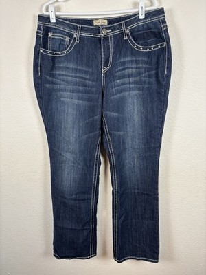Earl Jean Womens Jeans Sz 16W Denim Blue Comfort Casual Dark Wash Excellent