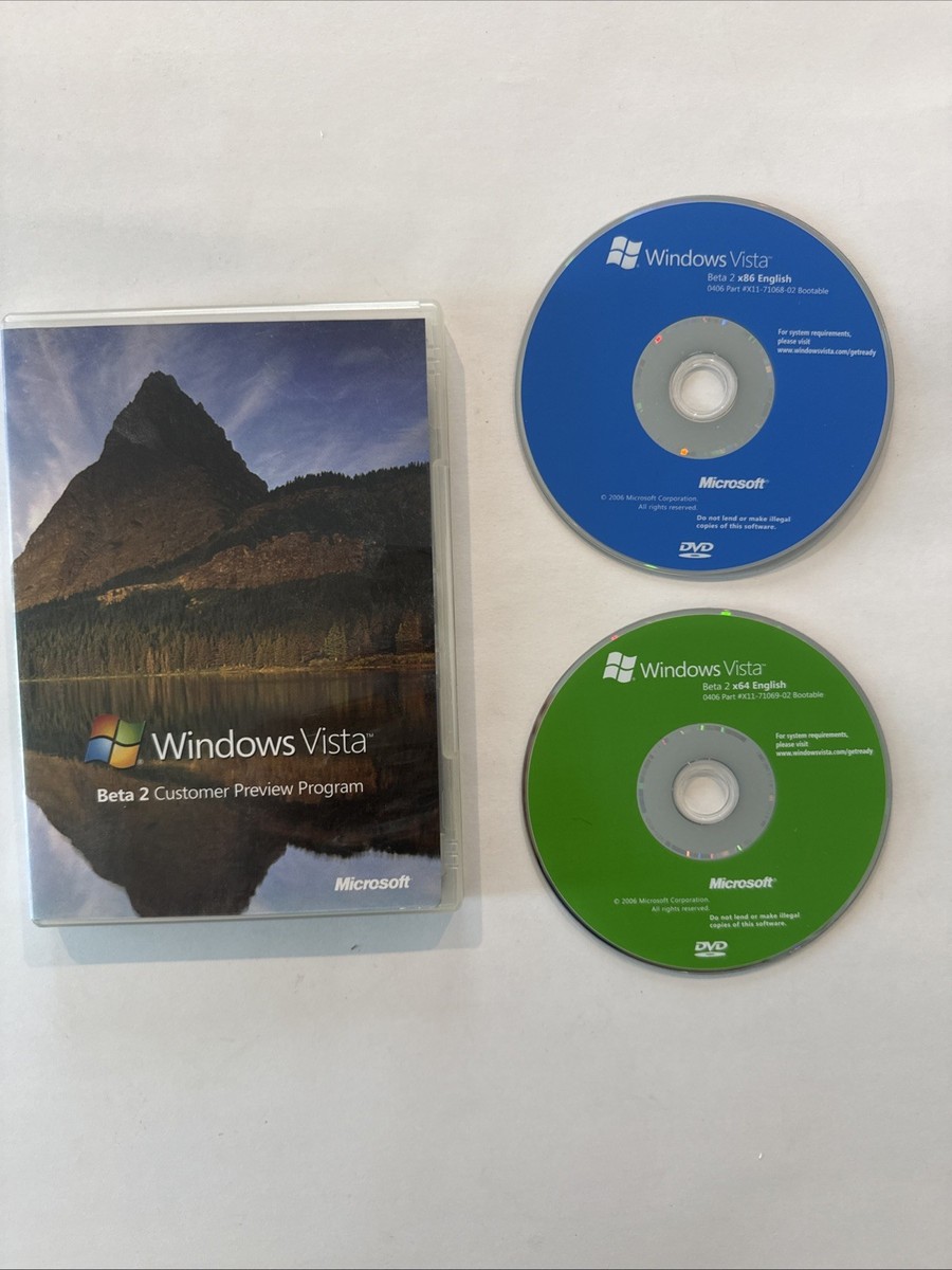 Windows Vista Beta 2 DVD Set Customer Preview Prog x86 x64