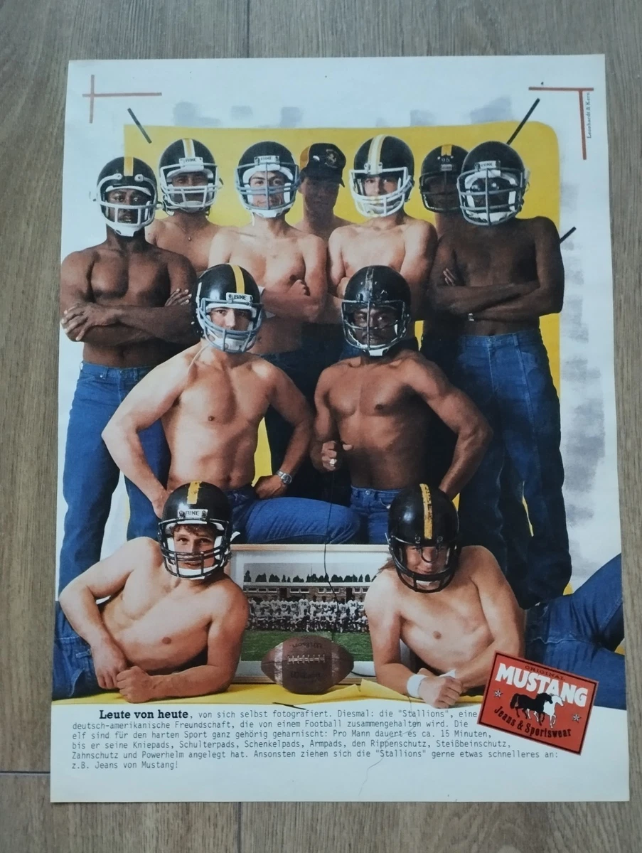 ORIGINAL REKLAME WERBUNG 1983 MUSTANG Jeanshose, STALLIONS, Football