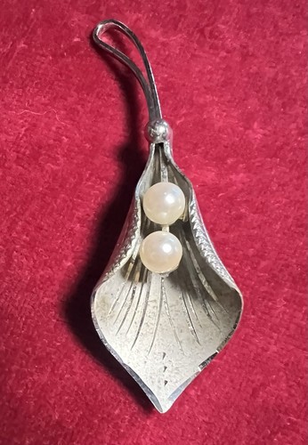 Vintage 1940'S Curtis Creations UNCAS 925 Sterling Silver Calla Lily Pin Brooch