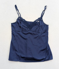 Vanity Fair Vintage Women's Camisole Top Size 36 Blue Lace Trim Tank Cami